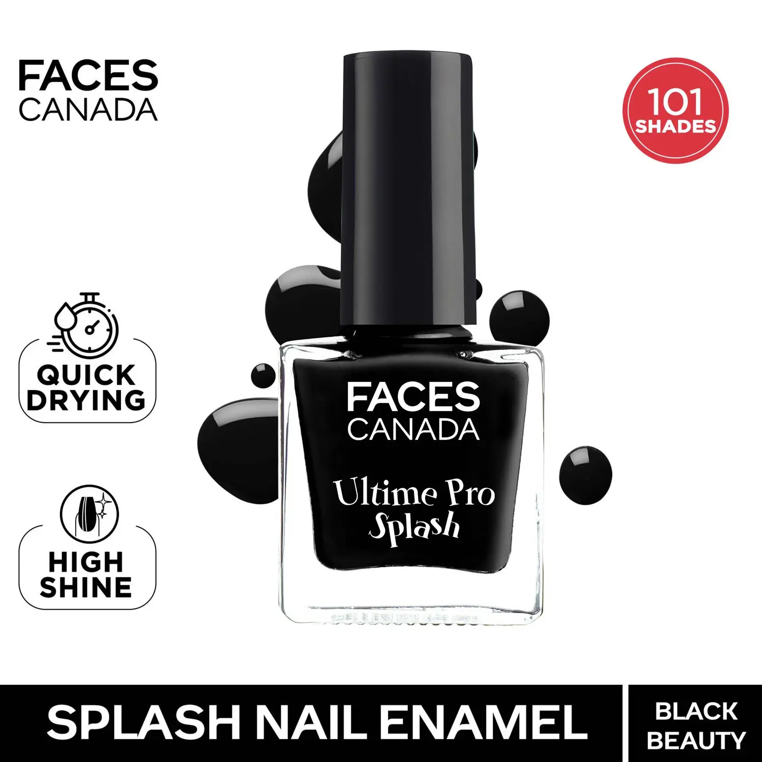 Faces Canada Ultime Pro Splash Nail Enamel Black Beauty 15