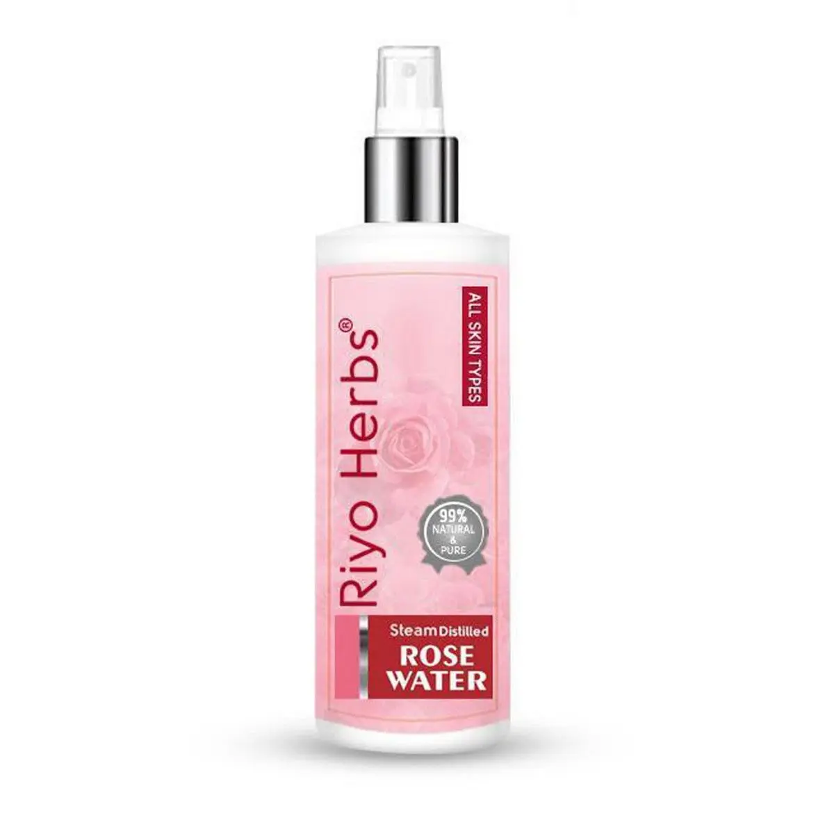 Riyo Herbs Steam Distilled Rose Water Spray for Face, All Skin Types Women & Men - 200ml