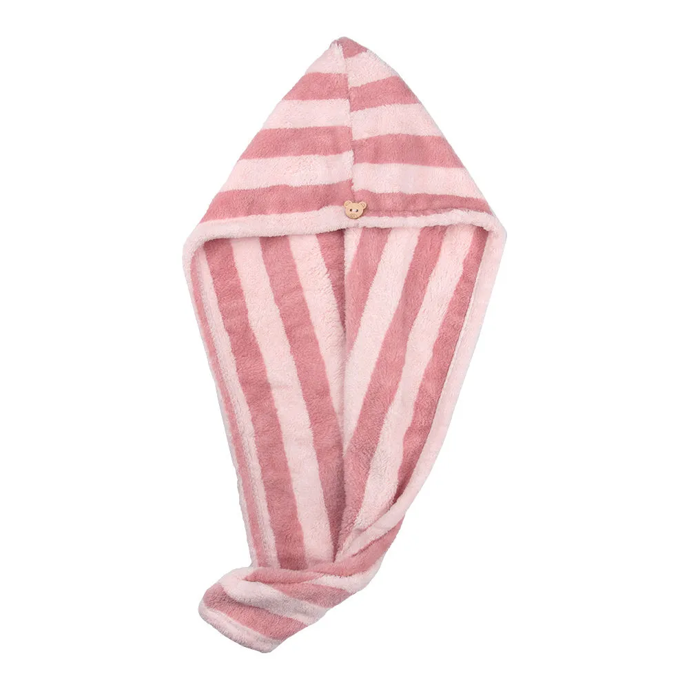 Streak Street Microfiber Hair Wrap Towel - Coral Pink Stripes