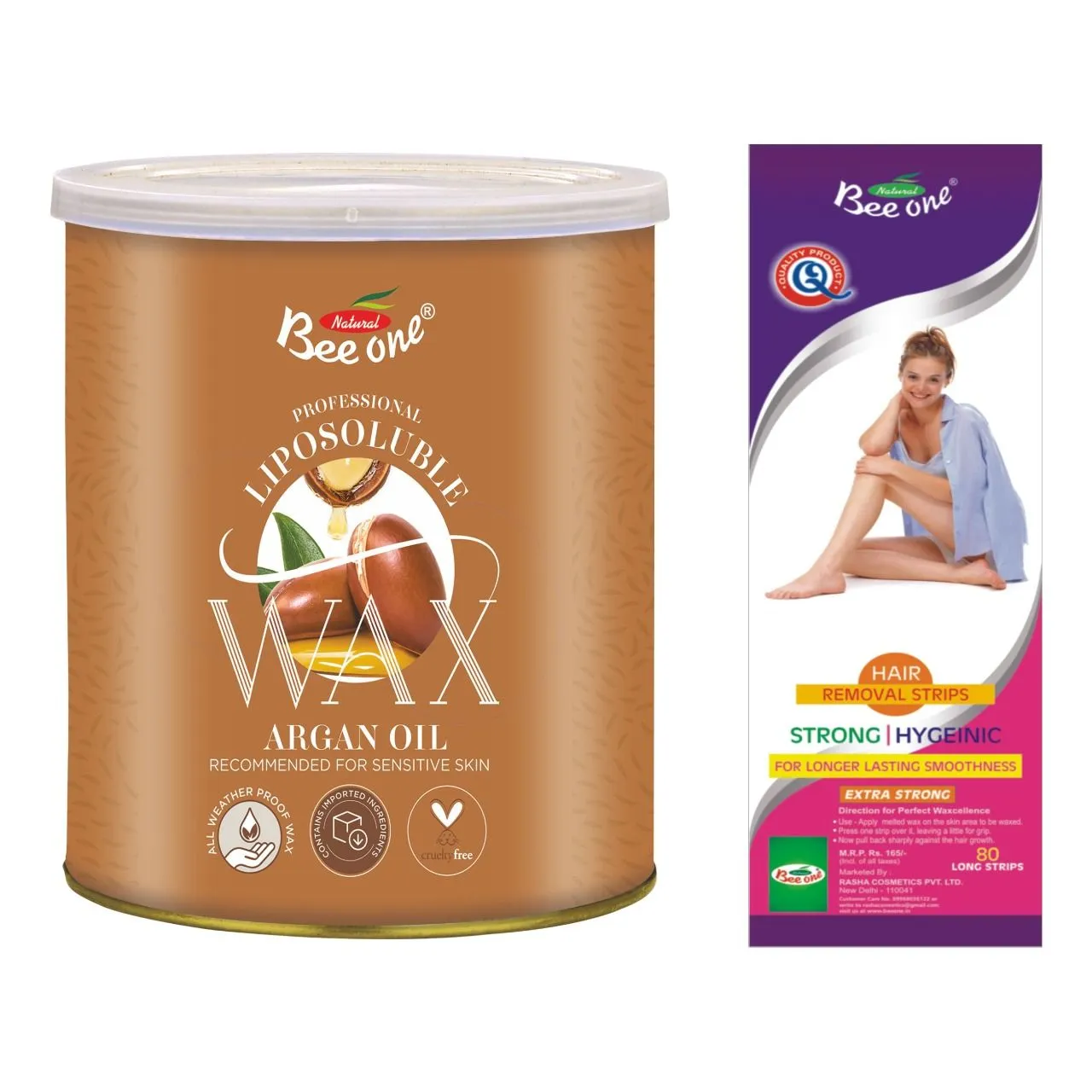 Beeone Waxing Combo - Argan Oil Liposoluble Wax + Disposable Strips