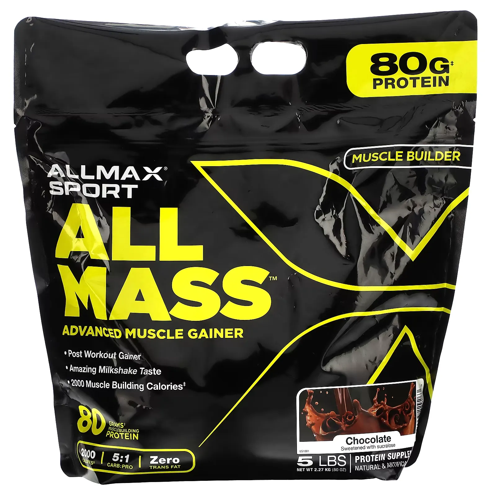 Sport, All Mass, Advanced Muscle Gainer, Chocolate, 5 lbs, 2.27 kg (80 oz)