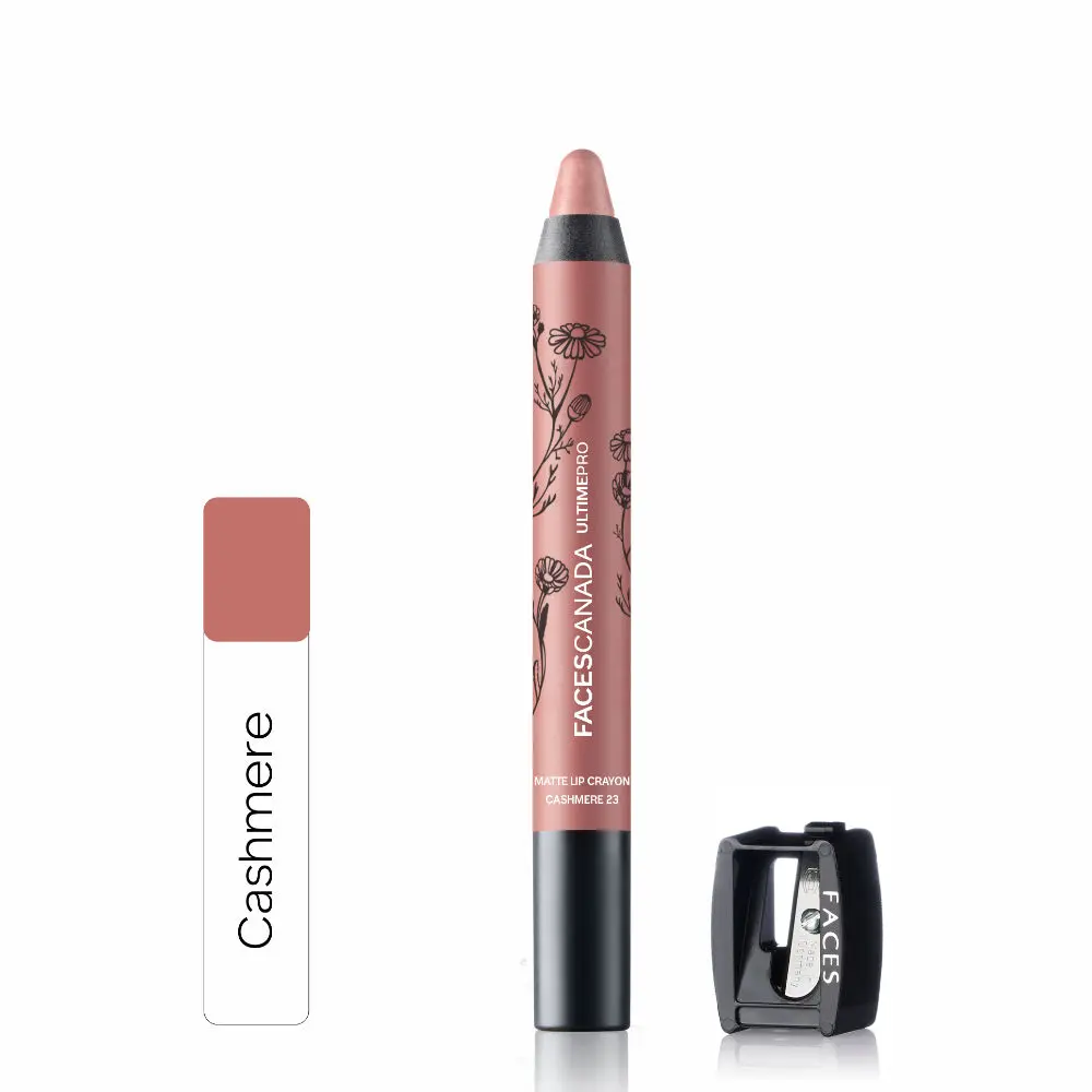 Faces Canada Matte Lip Crayon | Cocoa Butter and Chamomile enriched | One Stroke Intense Color | Smooth Glide | All Day Hydrated Lips | Shade - Cashmere 2.8g