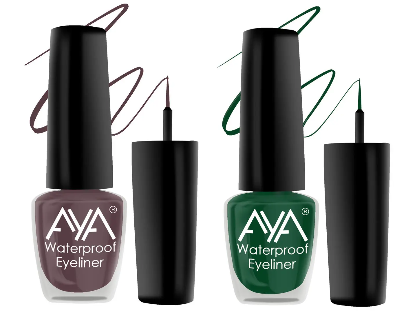 AYA 24 Hrs Long Lasting & Waterproof Eyeliner, Set of 2 Metallic Green and Matte Brown