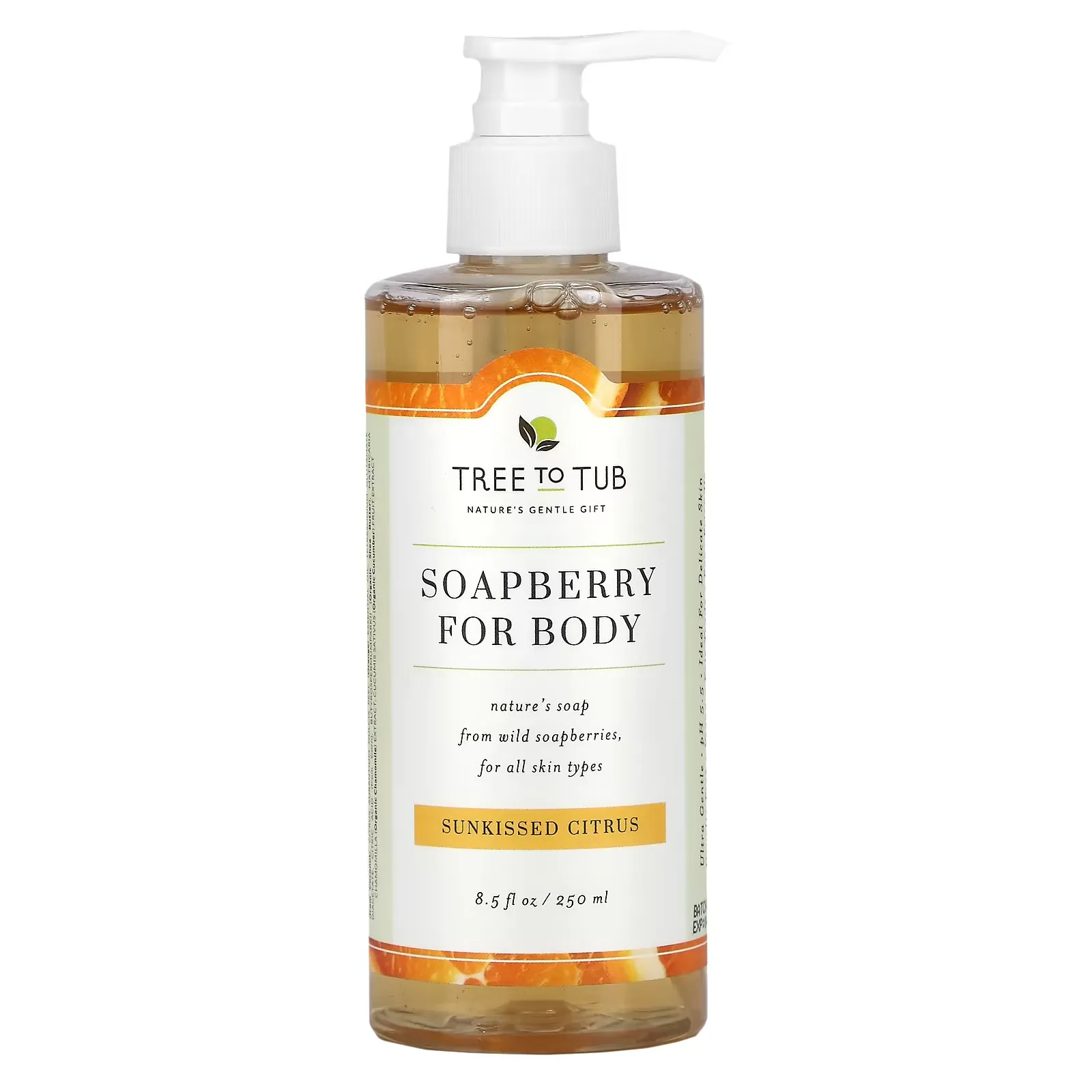 Soapberry Moisturizing Body Wash Soap, Sulfate Free, pH Balanced for Dry, Sensitive Skin, Citrus, 8.5 fl oz (250 ml)