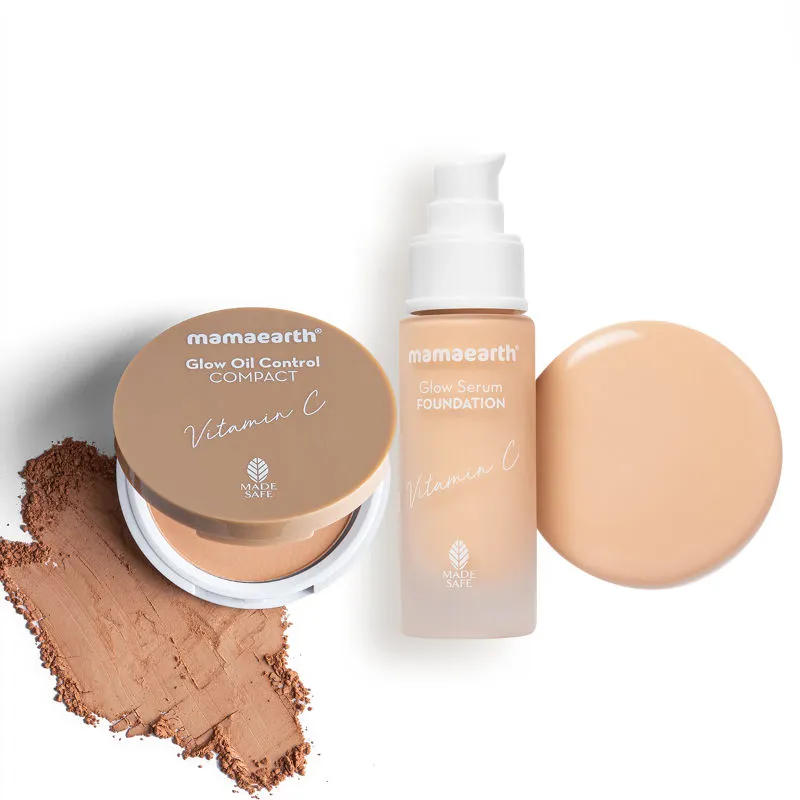 Mamaearth Everyday Glow Combo Glow Serum Foundation + Glow Oil Control Compact - Ivory Glow