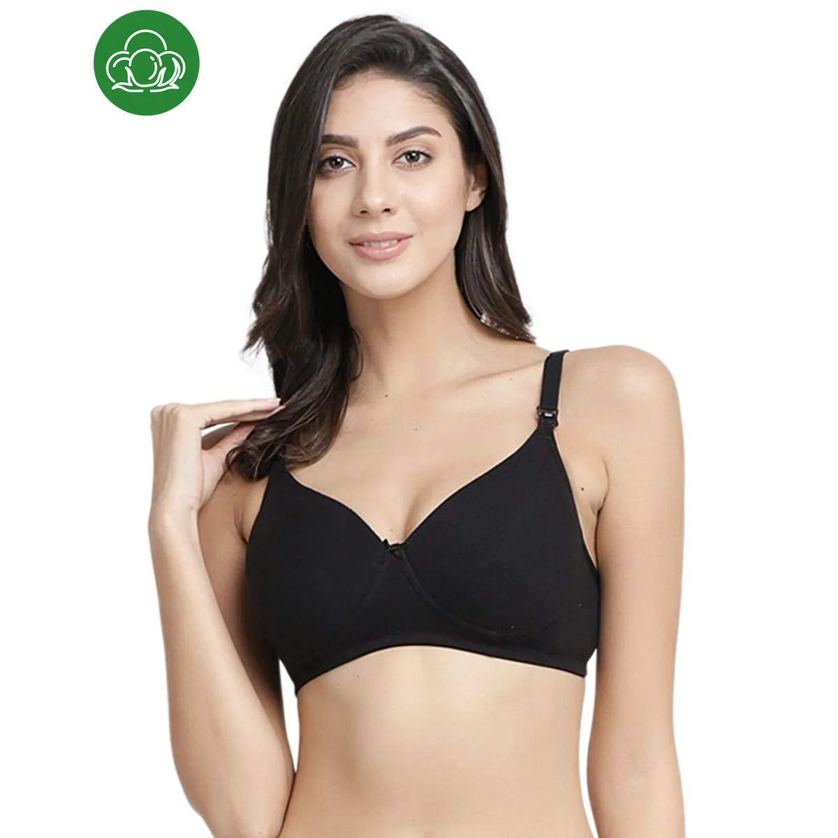 Inner Sense Organic Cotton Antimicrobial Nursing Bra - Black