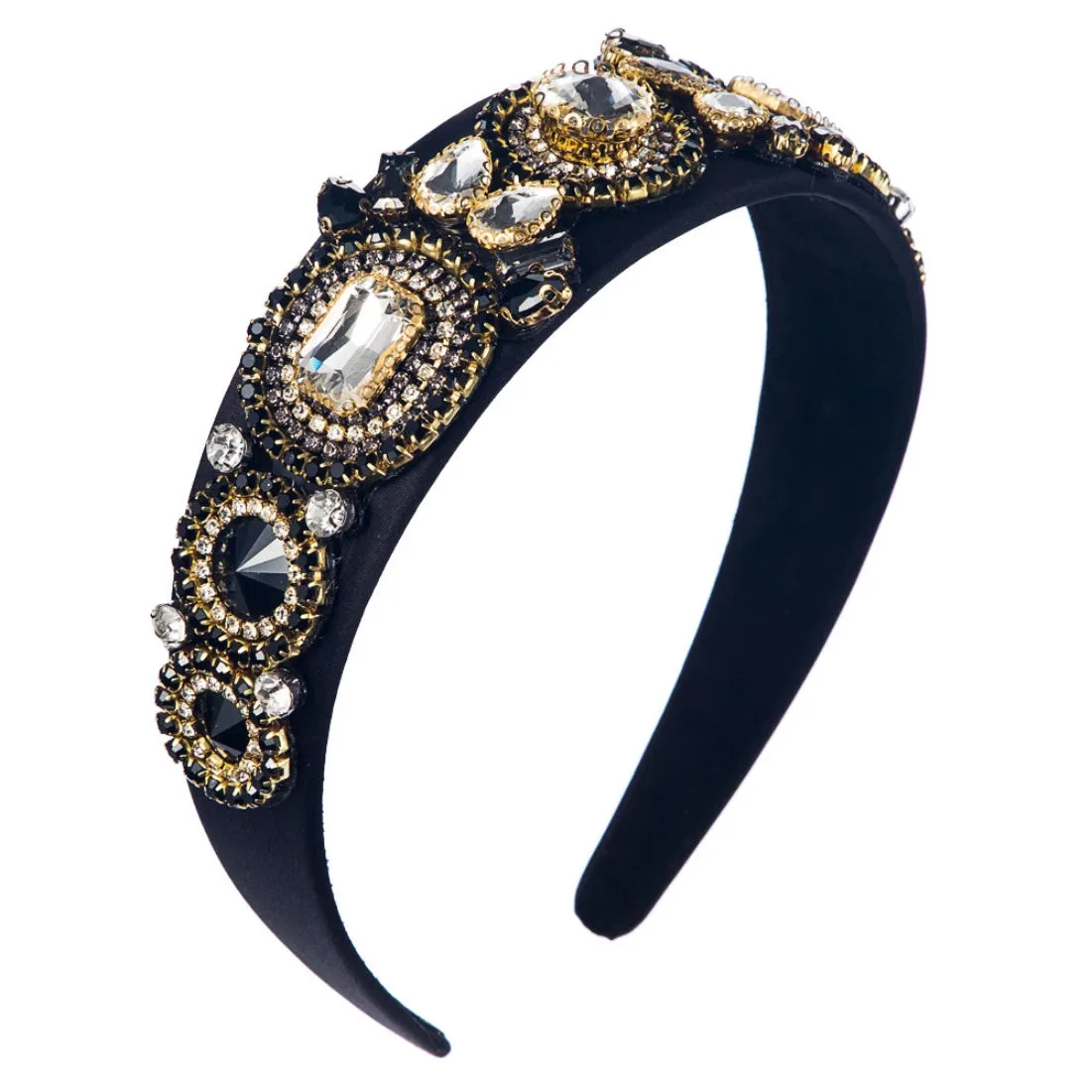 YouBella Hair Jewellery Premium Crystal Studded Black Head Band (YBHAIR_41314)