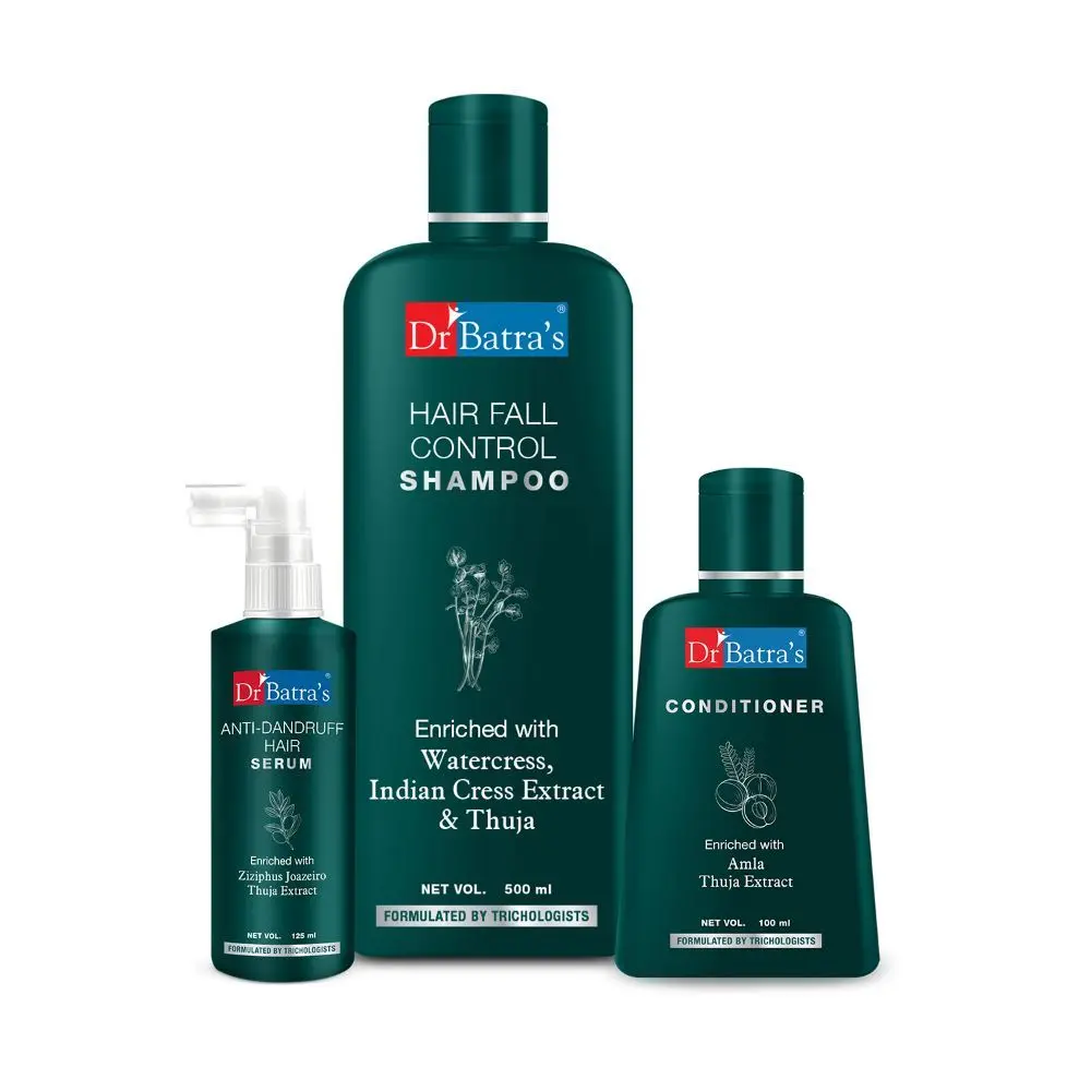 Dr Batra's Anti Dandruff Hair Serum, Conditioner - 100 ml and Hair Fall Control Shampoo - 500 ml