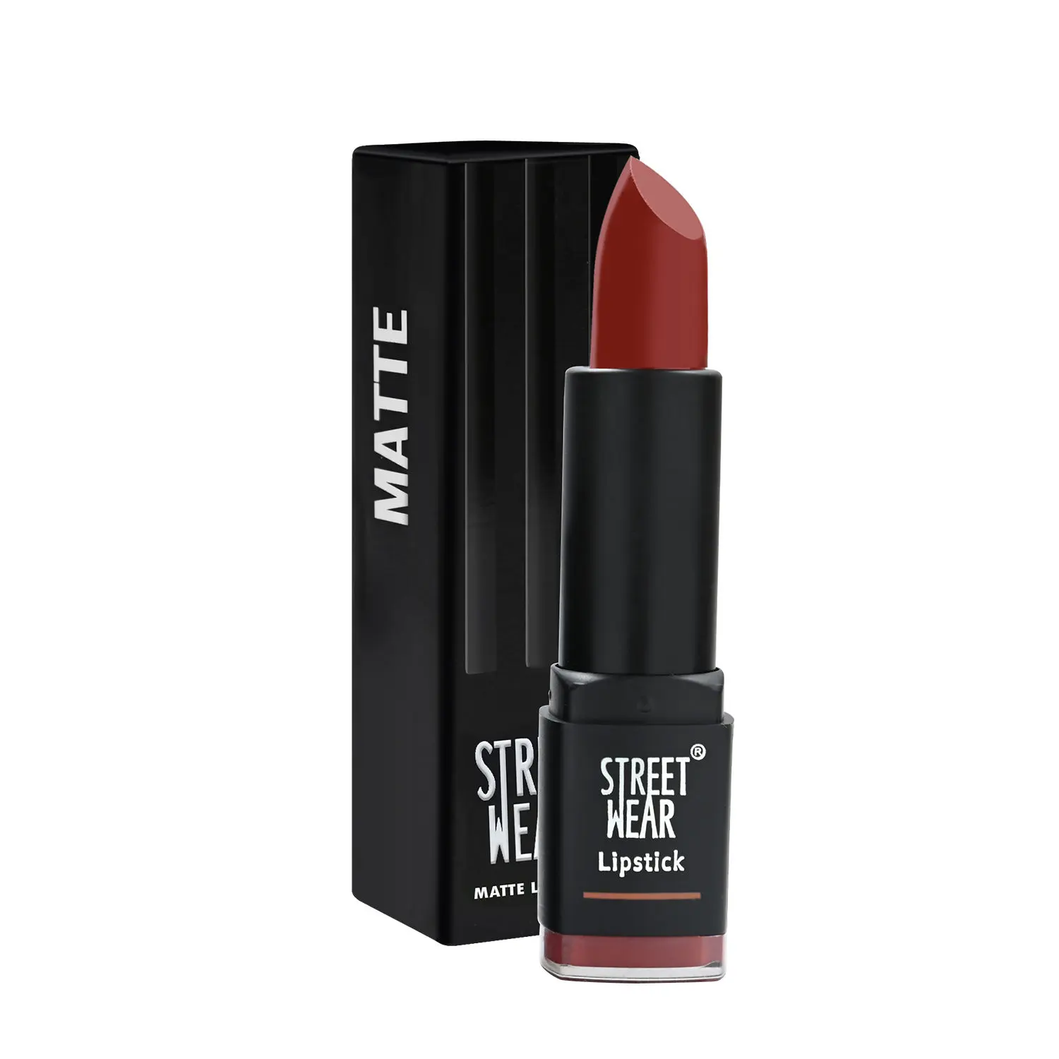 STREET WEAR® Matte Lipstick -BRICK BROWN (Brown) - 4.2 gms -Longwear, Velvety texture, Fade-resistant, High Color payoff, Lightweight Matte Lipstick, Plant-based Canuuba wax, Paraben-free