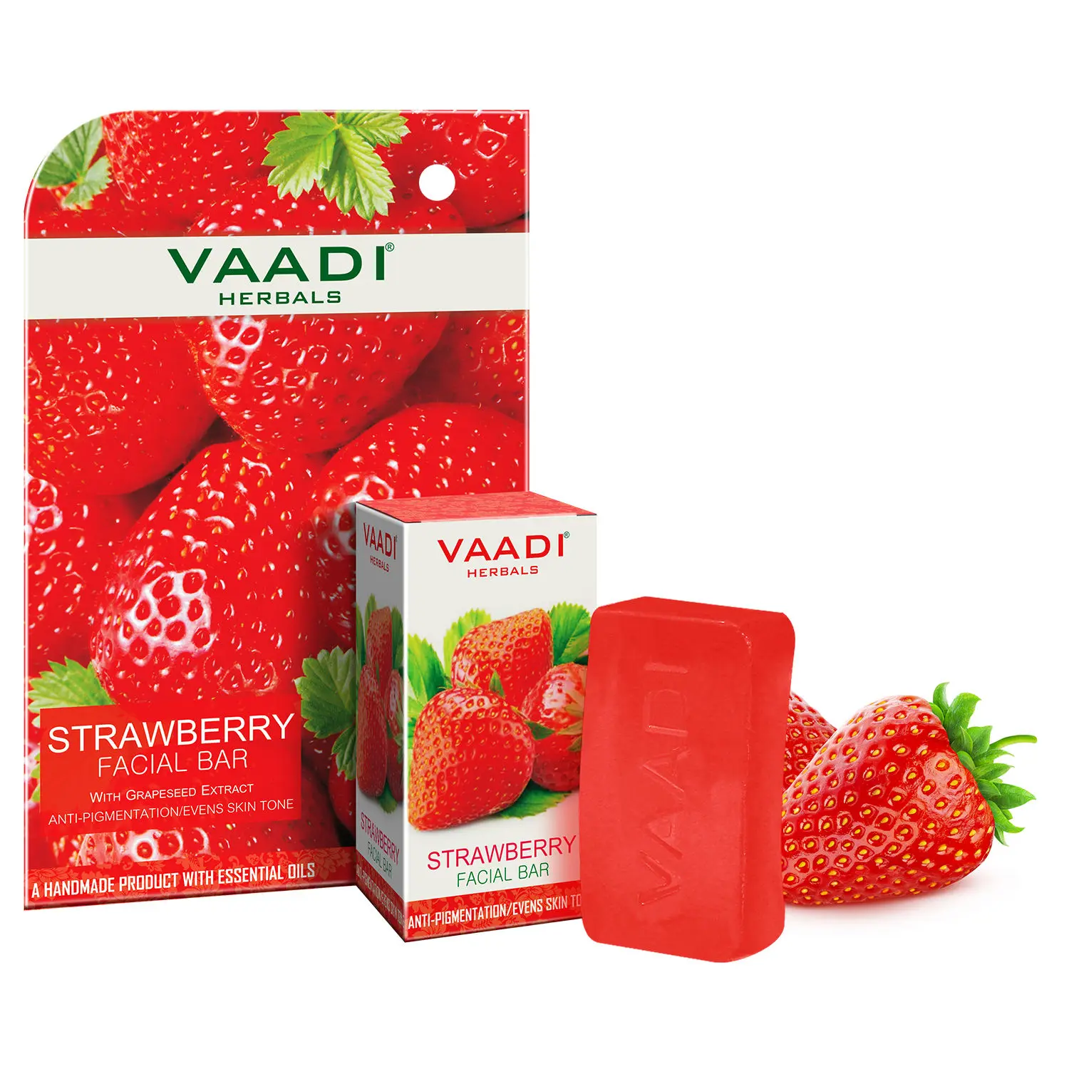 Vaadi Herbals Super Value Pack Of Strawberry Facial Bars With Grapeseed Extract (5+1)(25 g X 6)