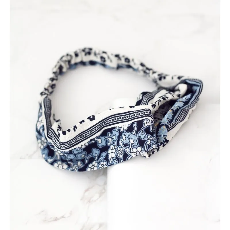 Bellofox Blue & White Printed Hairband