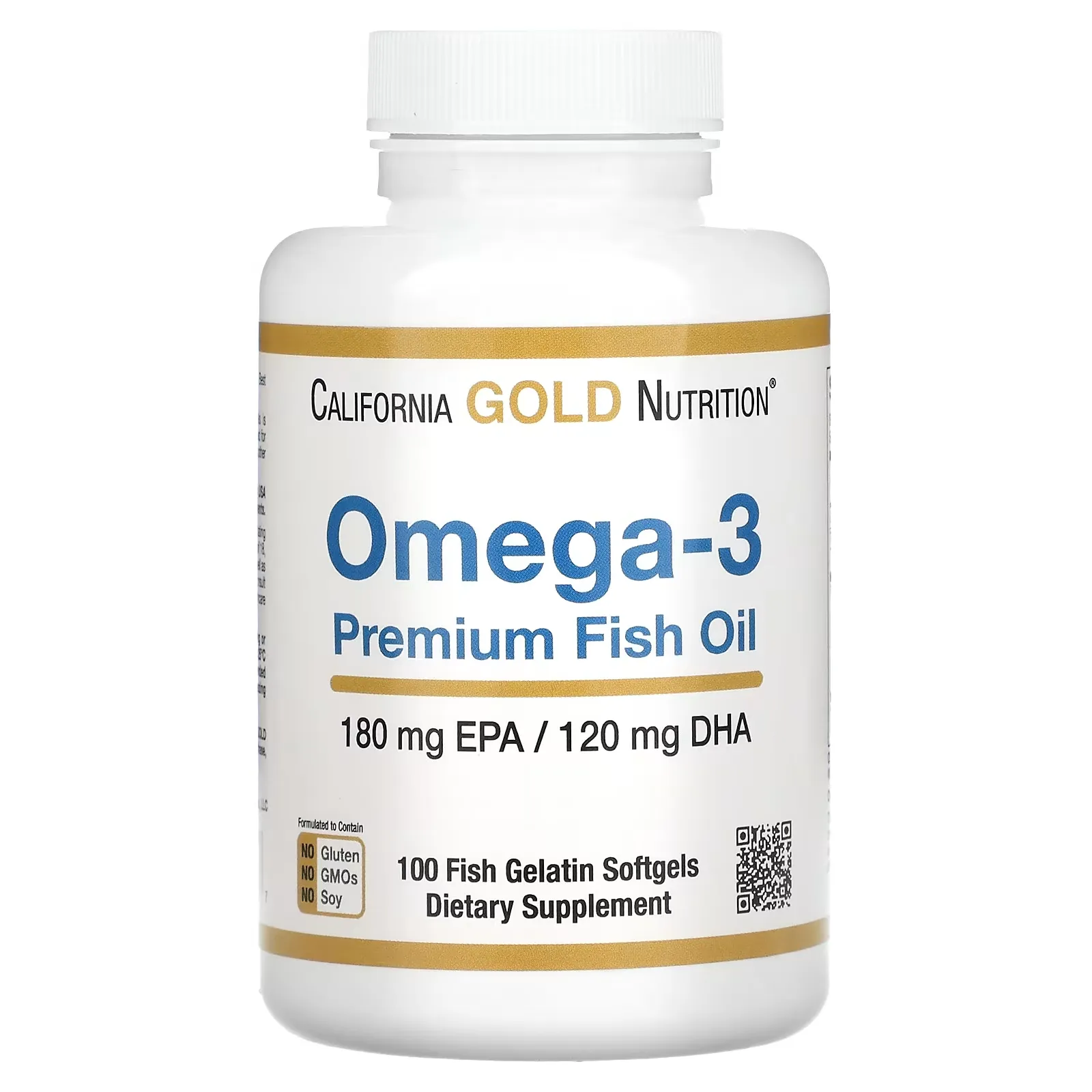 Omega-3 Premium Fish Oil, 180 EPA / 120 DHA, 100 Fish Gelatin Softgels