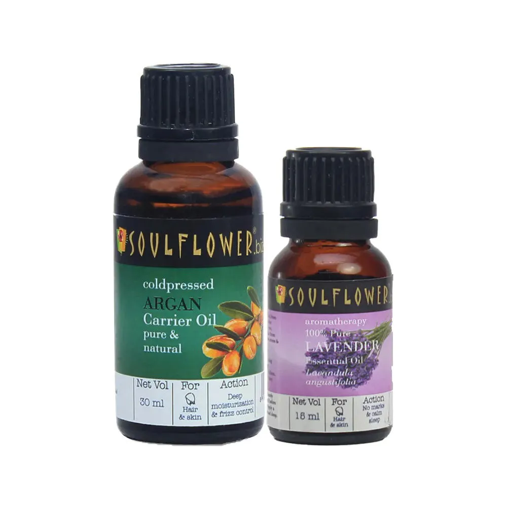 Soulflower Argan Carrier Oil & Lavender Essential Oil Combo