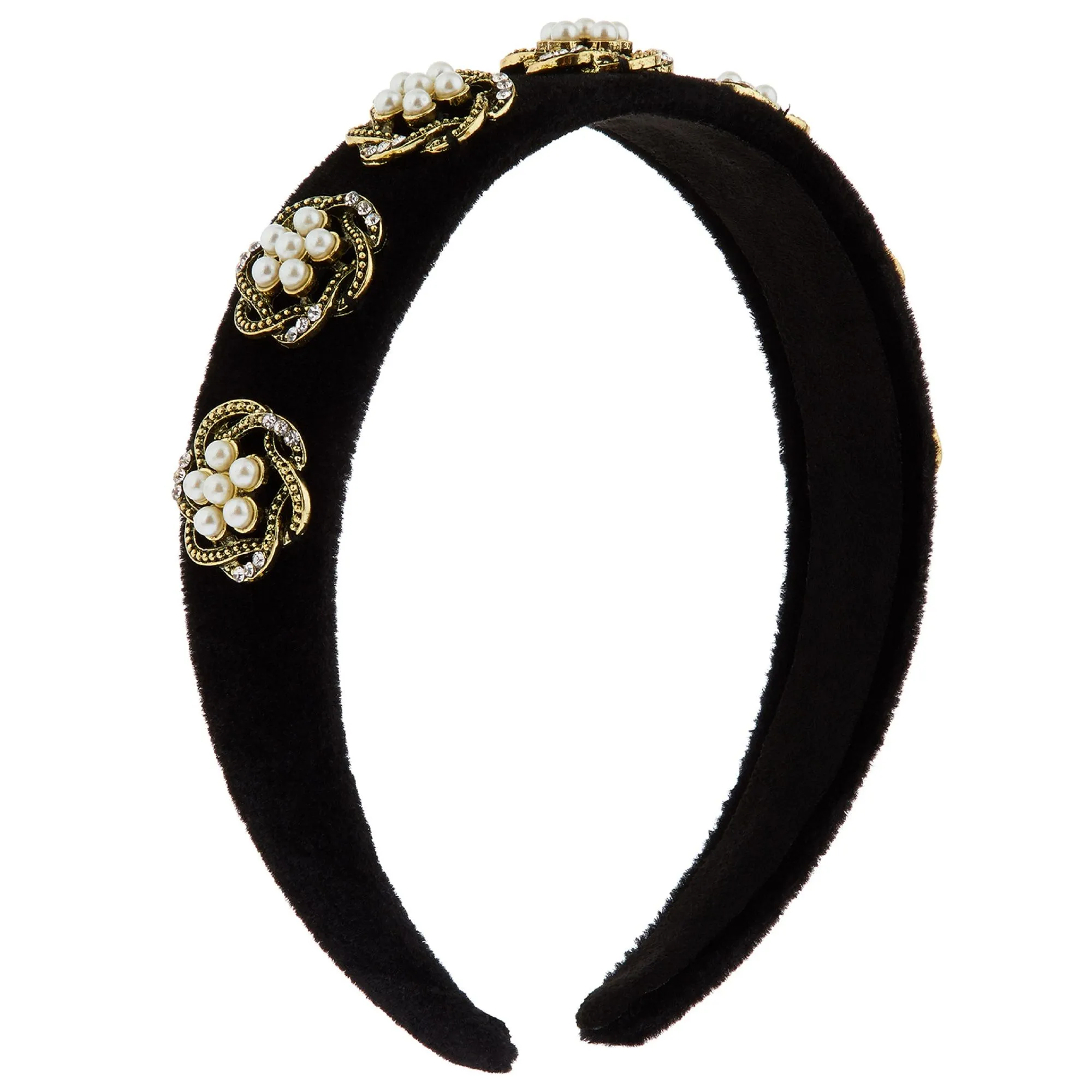 Accessorize London Swirly Pearl And Sparkle Velvet Headband