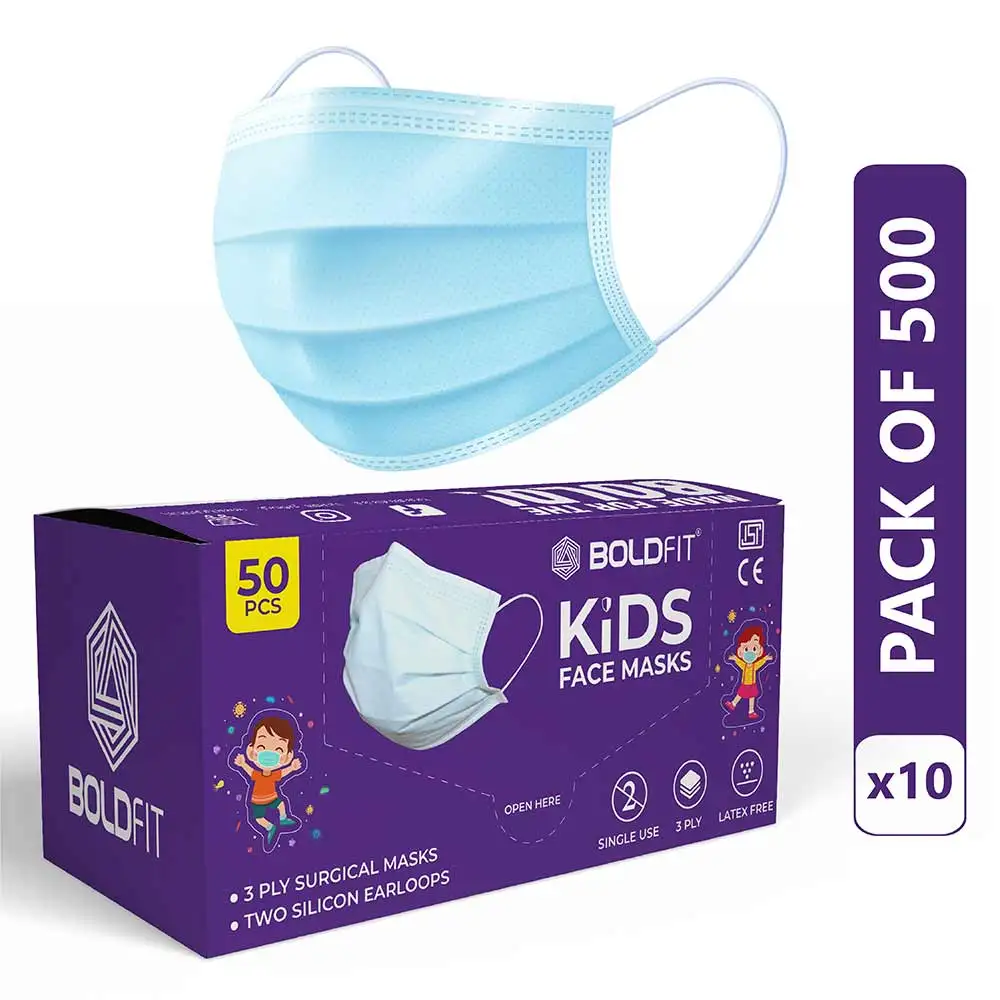 Boldfit Surgical Face Masks for Kids,  Blue (Pack of 10)