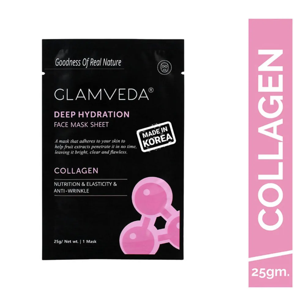 Glamveda Collagen Deep Hydration Nutrition & Elasticity & Anti- Wrinkle Face Mask Sheet