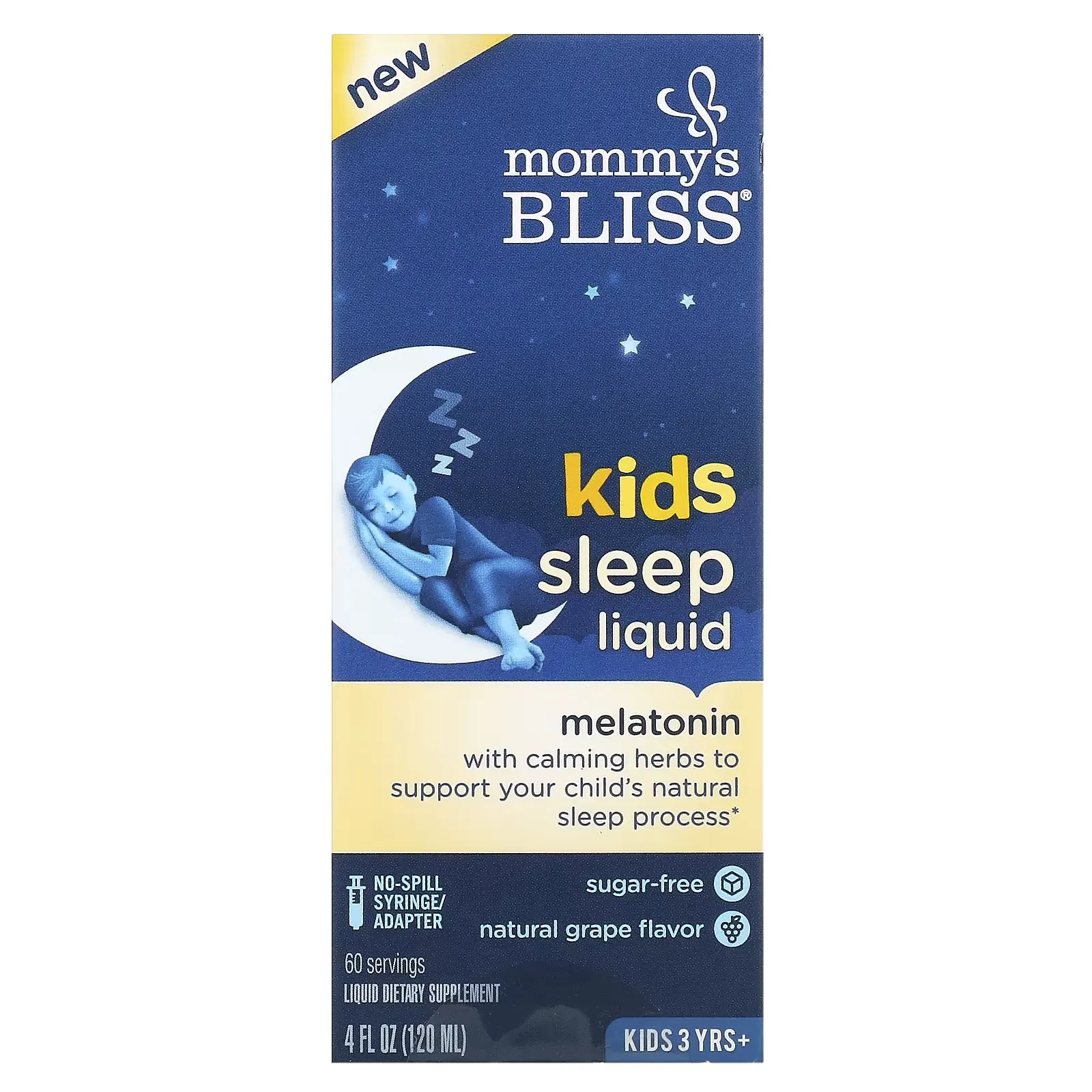 Kids Sleep Liquid, Melatonin, Kids 3 Yrs +, Natural Grape, 4 fl oz (120 ml)