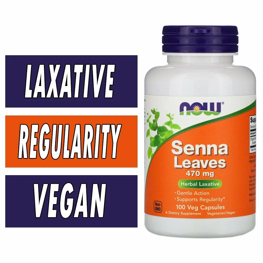 NOW Senna Leaves - 470 mg - 100 Veg Capsules