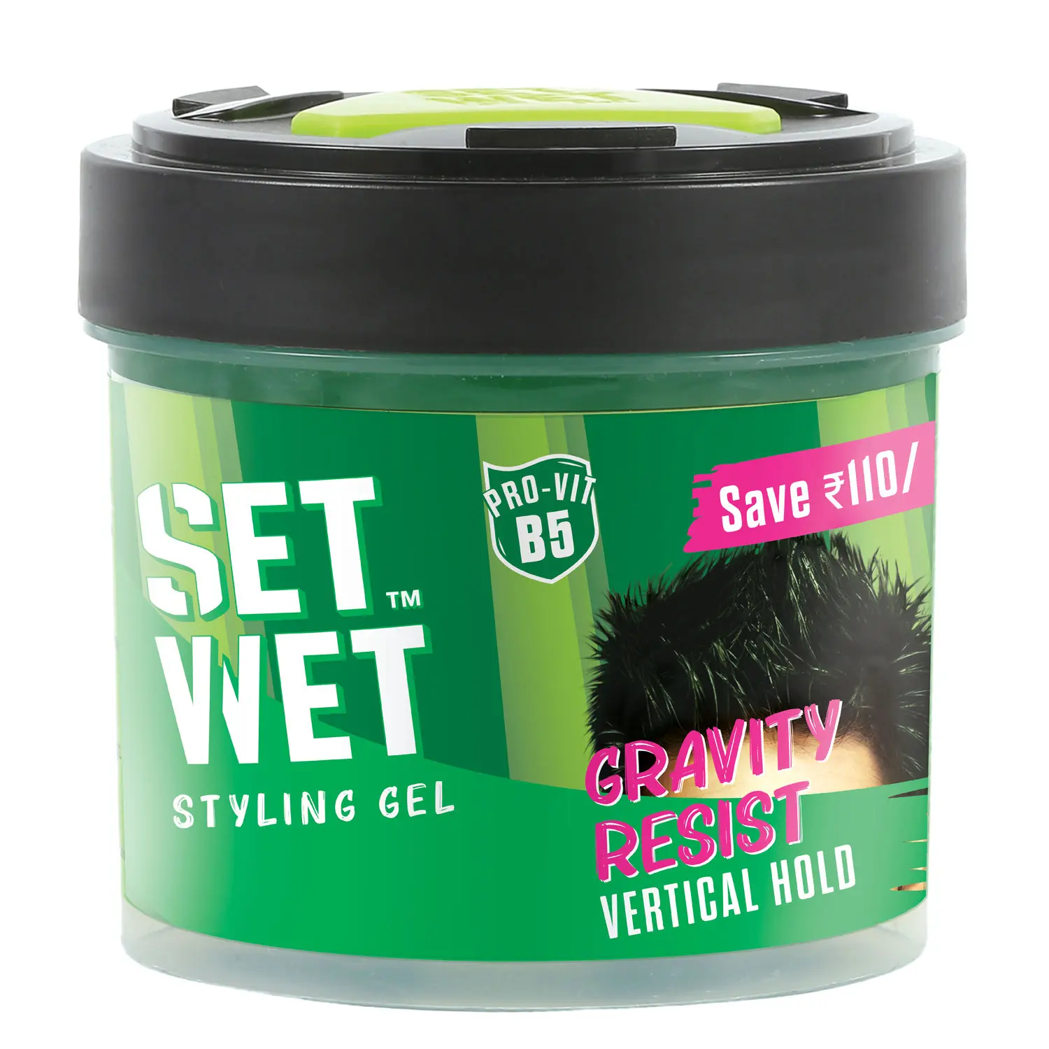 Set Wet Hair Gel for Men, Vertical Hold, Strong Hold, Jar (250 ml)