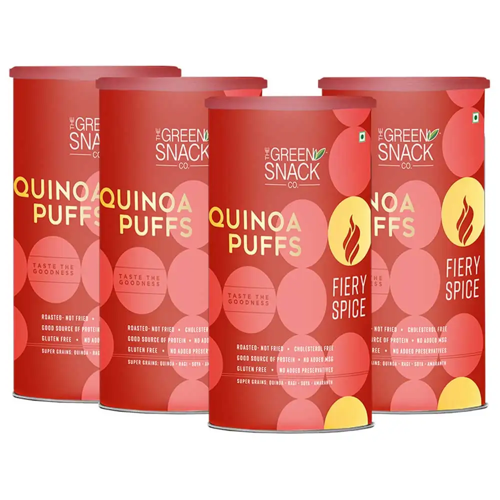 The Green Snack Co. Quinoa Puffs - Pack of 4,  Fiery Spice  90 g