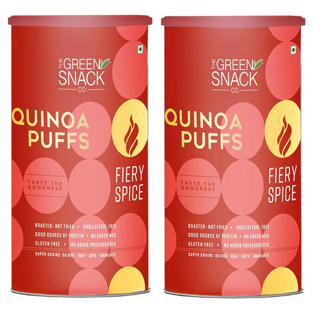 The Green Snack Co. Quinoa Puffs - Pack of 2,  Fiery Spice  90 g