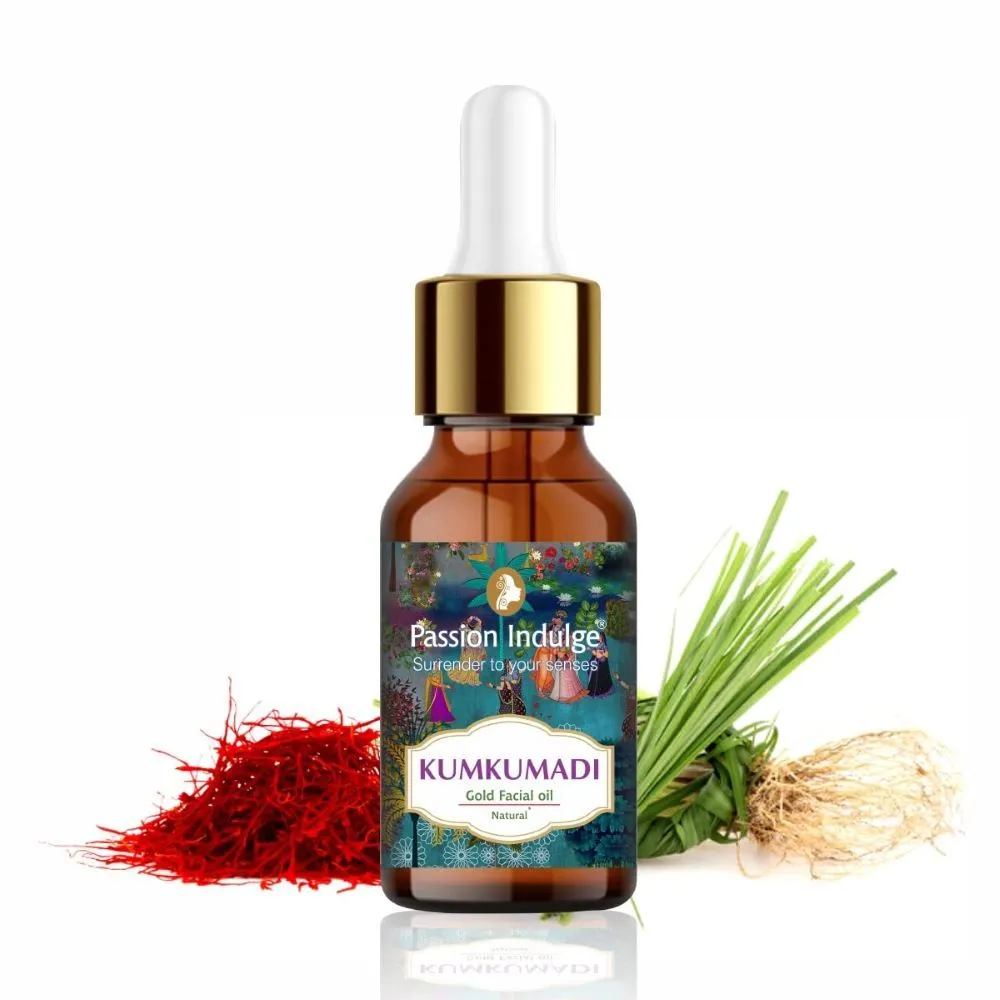 Passion Indulge Natural Kumkumadi Gold Facial Oil for Anti-ageing and Acne Removal