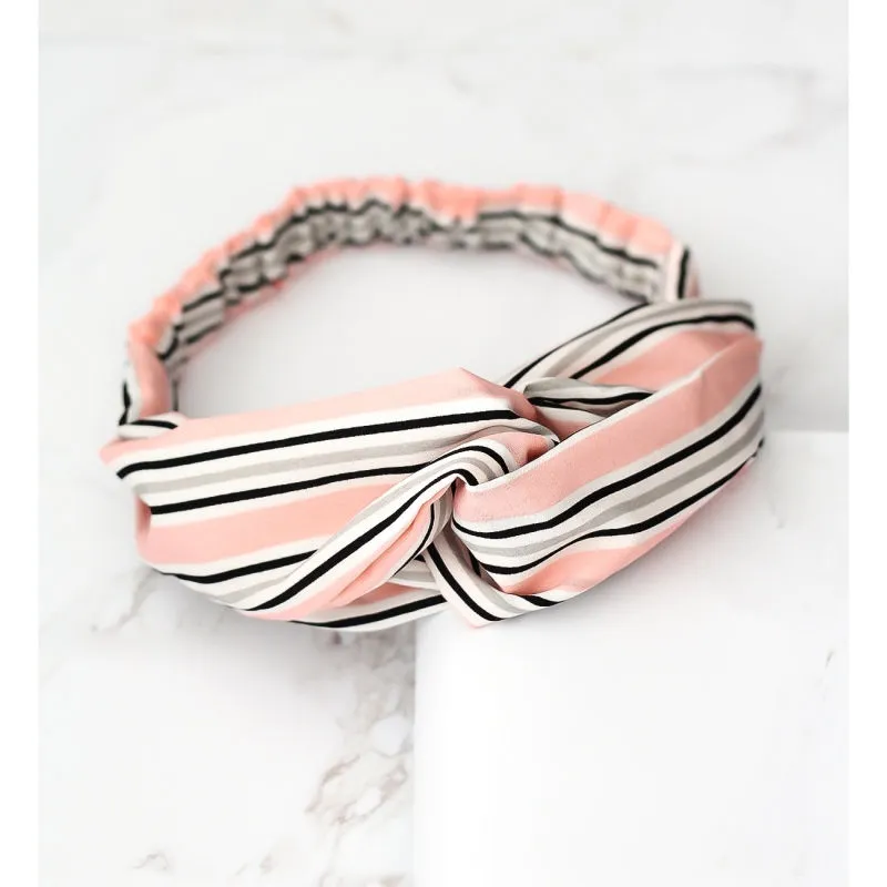 Bellofox Peach-Coloured & Grey Striped Hairband