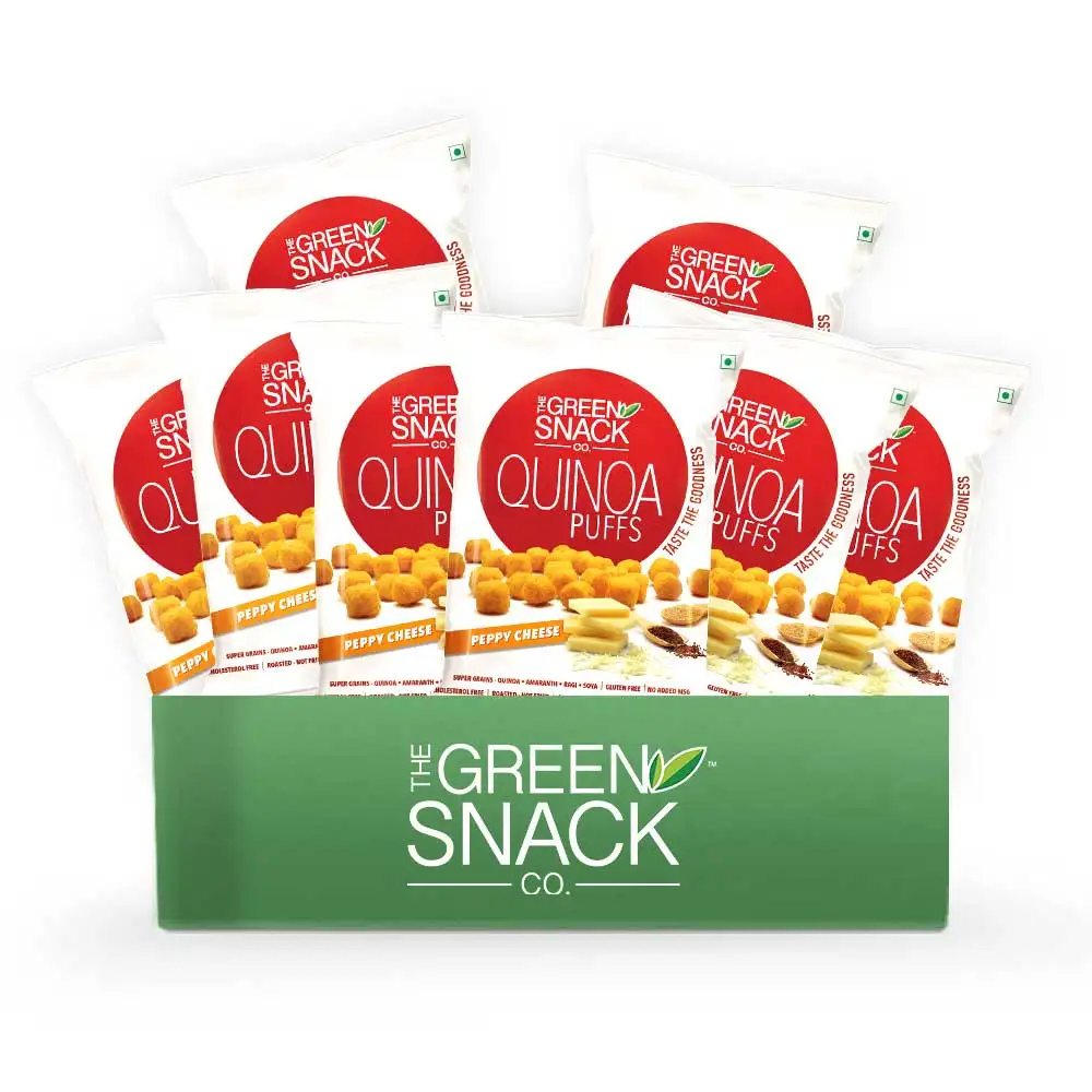 The Green Snack Co. Quinoa Puffs - Pack of 8,  Peppy Cheese  50 g