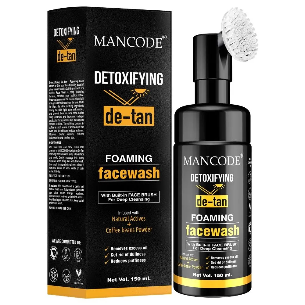 ManCode Detoxifying De Tan Foaming Facewash (with Built-in Brush)