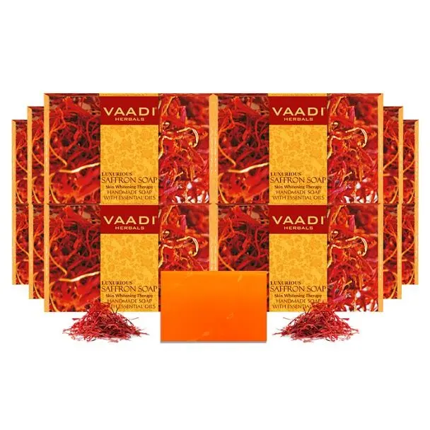 Vaadi Herbals Pack of 12 LUXURIOUS SAFFRON SOAP - Skin Whitening Therapy (12 x 75 g)