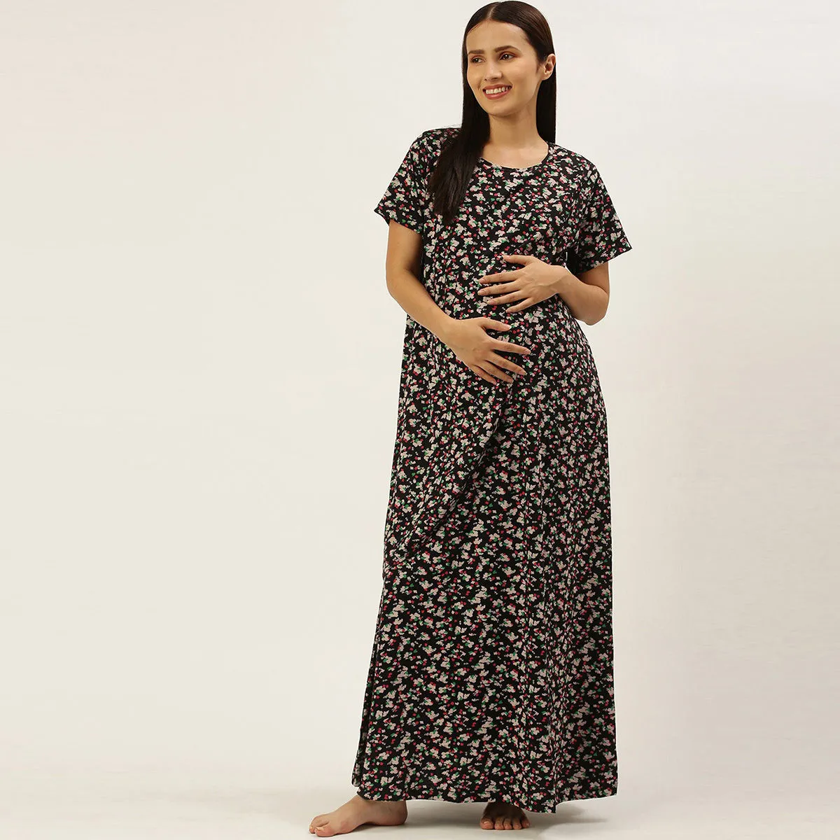 Nejo Feeding/Nursing Maternity Night Dress - Black (L)