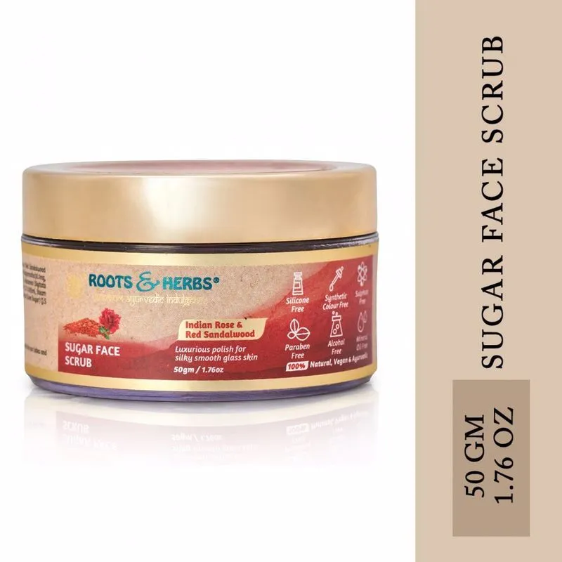 Roots & Herbs Indian Rose & Red Sandalwood Sugar Face Scrub