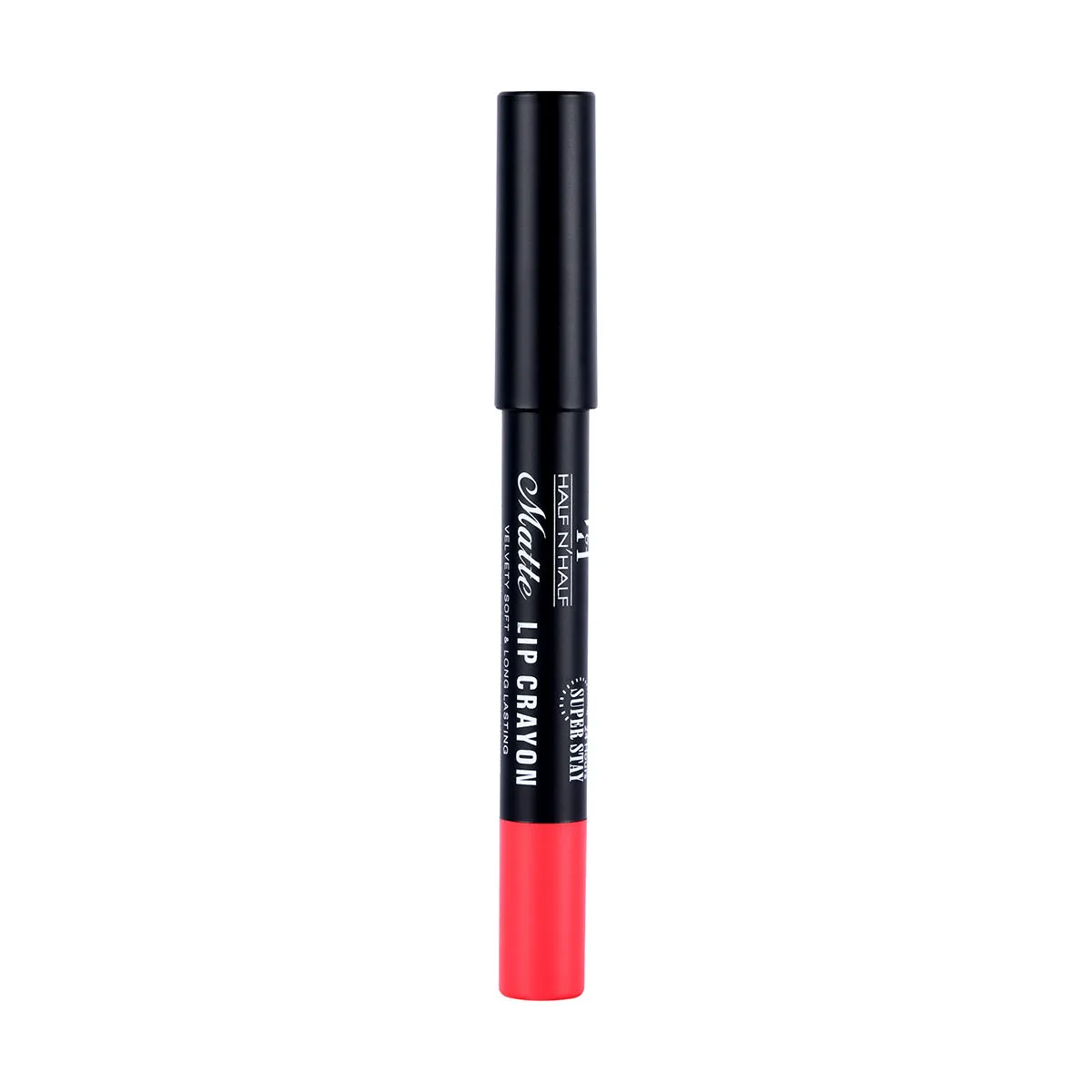 Half N Half Matte Velvet Soft & Long Lasting 24h Super Stay Lip Crayon - Pretty-pink