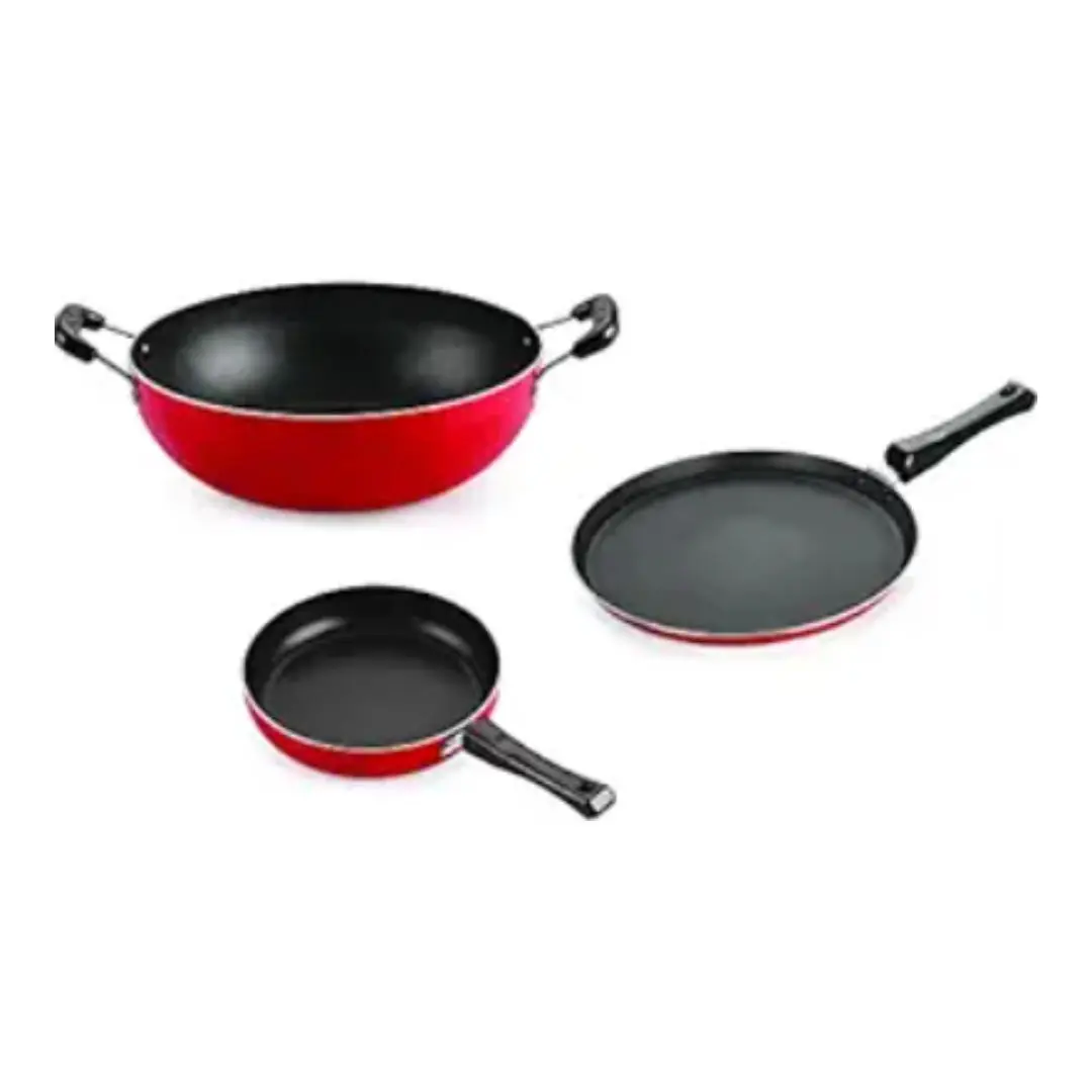 GoNari Nirlon Cookware Set of 3 (Multicolored)