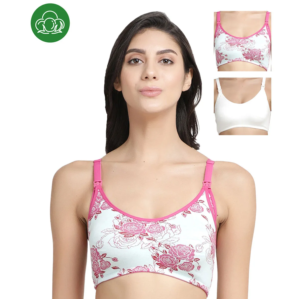 Inner Sense Organic Antimicrobial Soft Nursing Bra Pack of 3 - Multi-Color