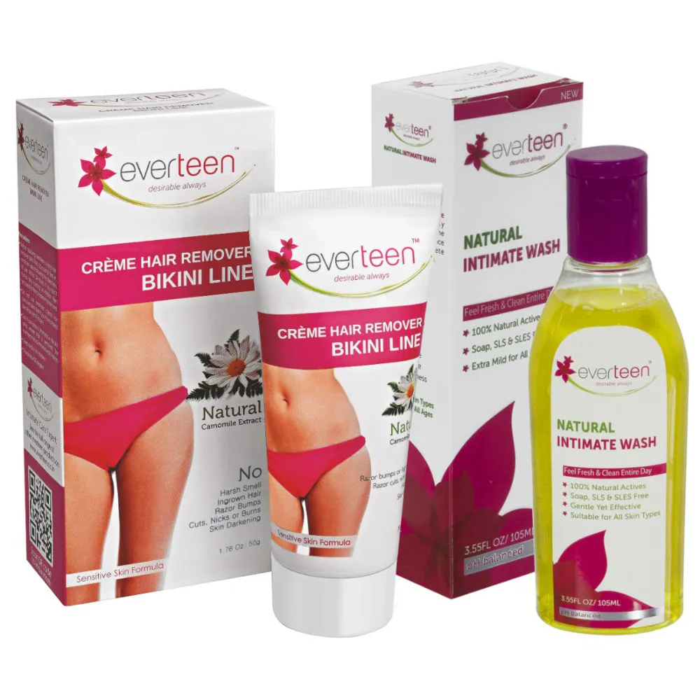 Everteen Bikini Line Hair Remover Creme and Natural Intimate Wash