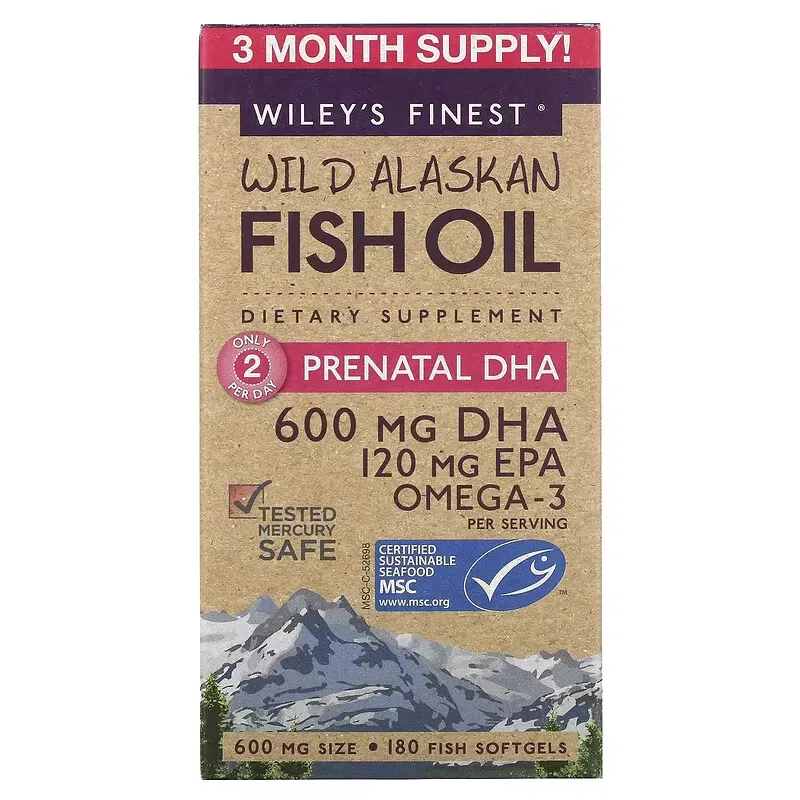 Wild Alaskan Fish Oil, Prenatal DHA, 600 mg, 180 Fish Softgels