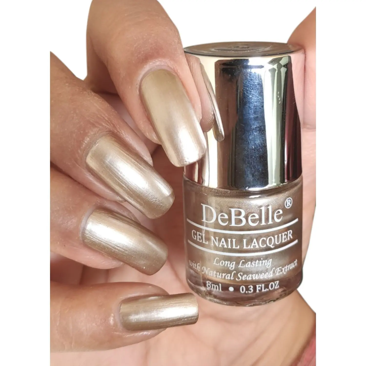 DeBelle Gel Nail Polish Chrome Beige (Metallic Beige) - 8ml