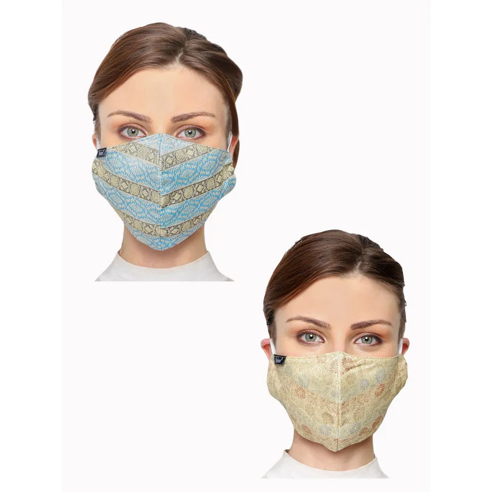 Anekaant Pack Of 2 Multicolor 3-Ply Reusable Poly Silk Fabric Fashion Mask