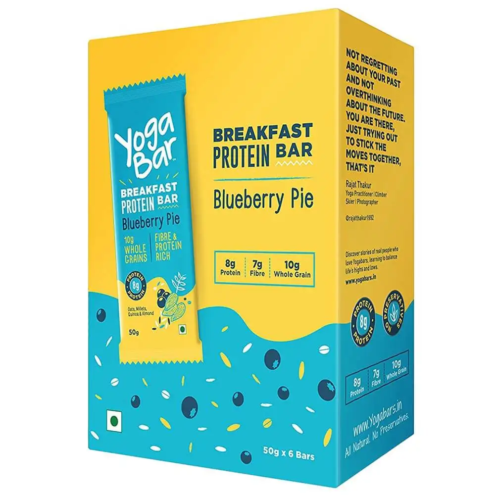 Yogabar Breakfast Protein Bar,  6 Piece(s)/Pack  Blueberry Pie