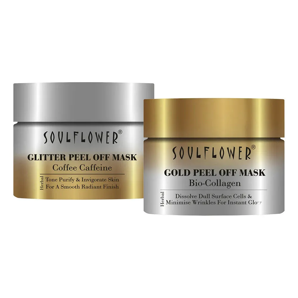 Soulflower Coffee Caffeine Glitter Peel Off Mask - Pack of 2