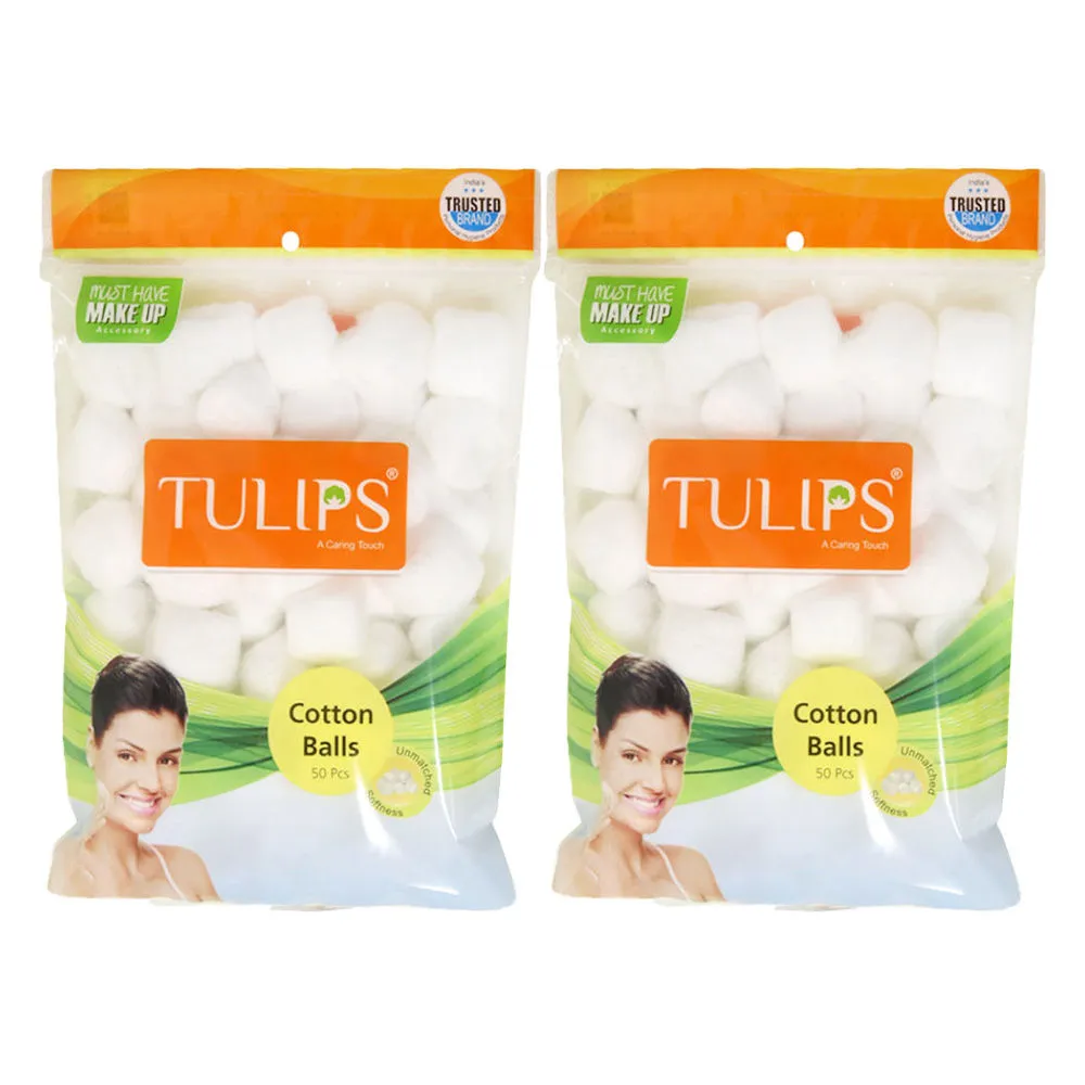 Tulips White Cotton Balls - Pack Of 2