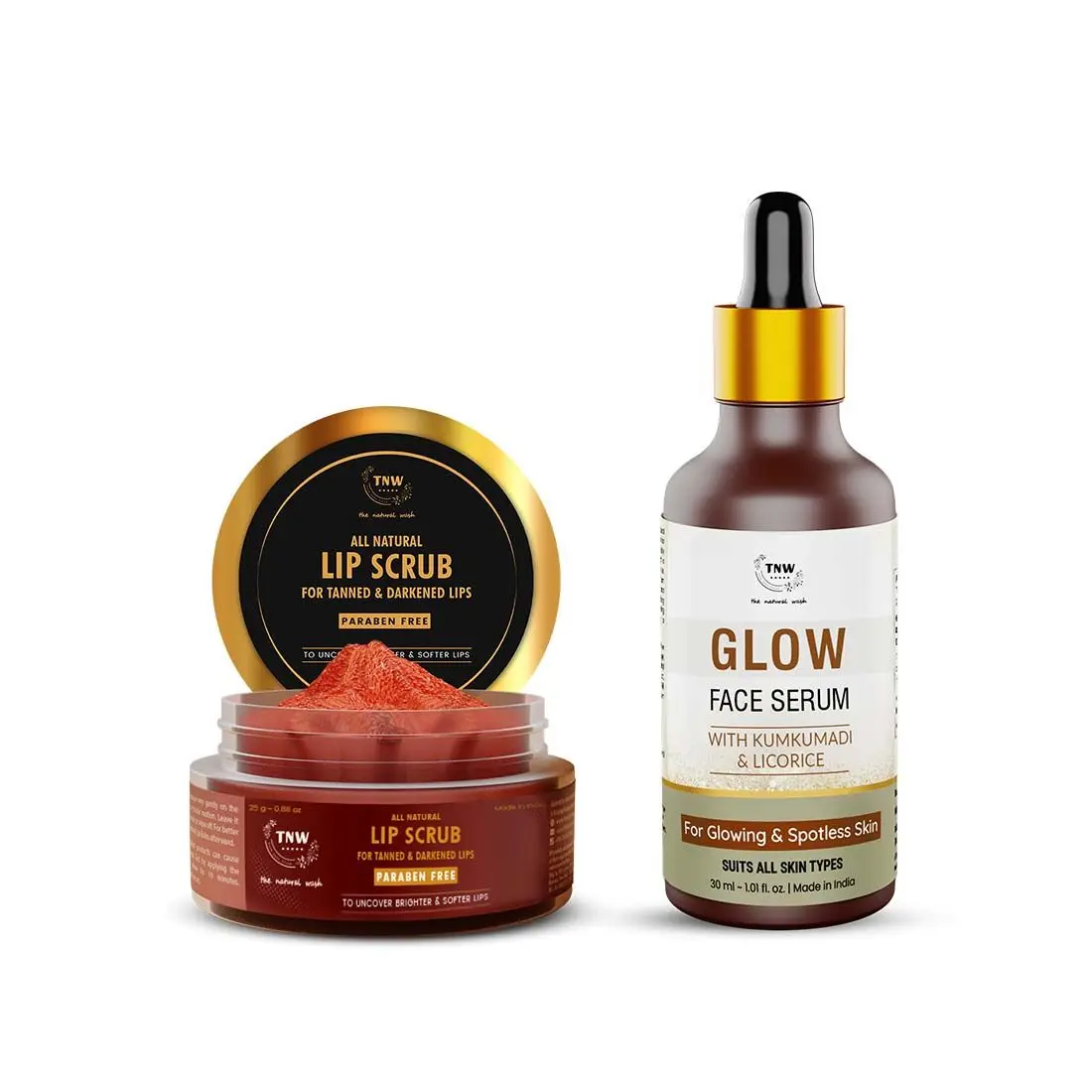 Combo of 2- Lip Scrub 25g & Glow Face Serum 30ml