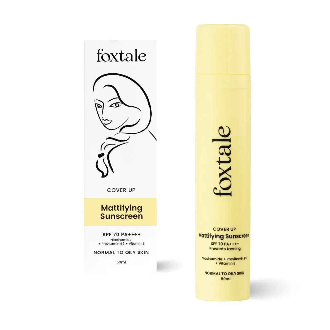 FoxTale CoverUp SPF 70 PA++++  Mattifying Sunscreen with Niacinamide - 50ml