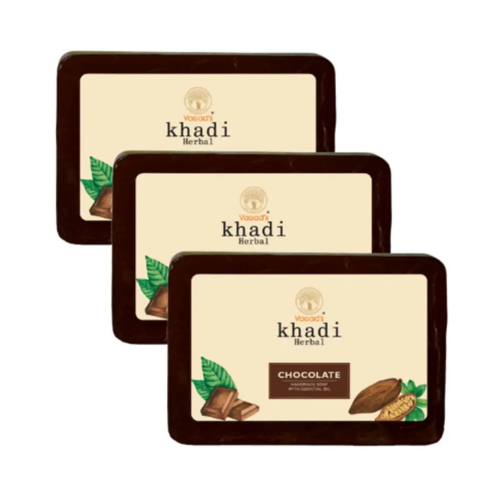 Vagad's Khadi Chocolate & Honey Soap 125gm | Moisturizes your Skin | Freshens You | Free from Parabens | Silicon Free (Pack of 3)