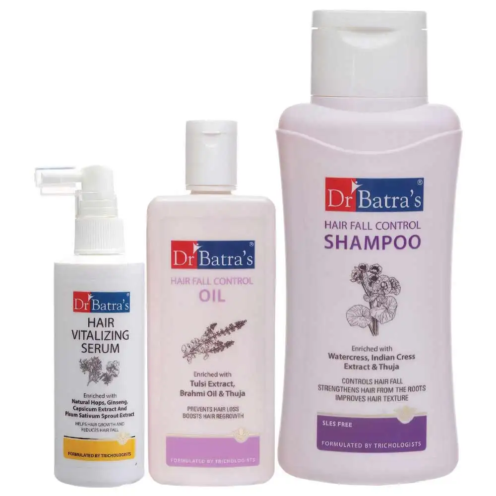 Dr Batra's Hair Vitalizing Serum, Hair Fall Control Shampoo - 500 ml & Oil - 200 ml Combo,  3 Piece(s)/Pack  Hair Fall Control