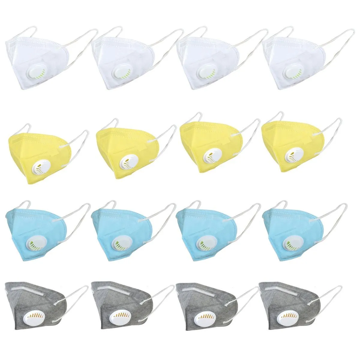 Fabula Pack Of 16 Anti-pollution Reusable 5-layer Mask Color: White,blue,yellow,grey