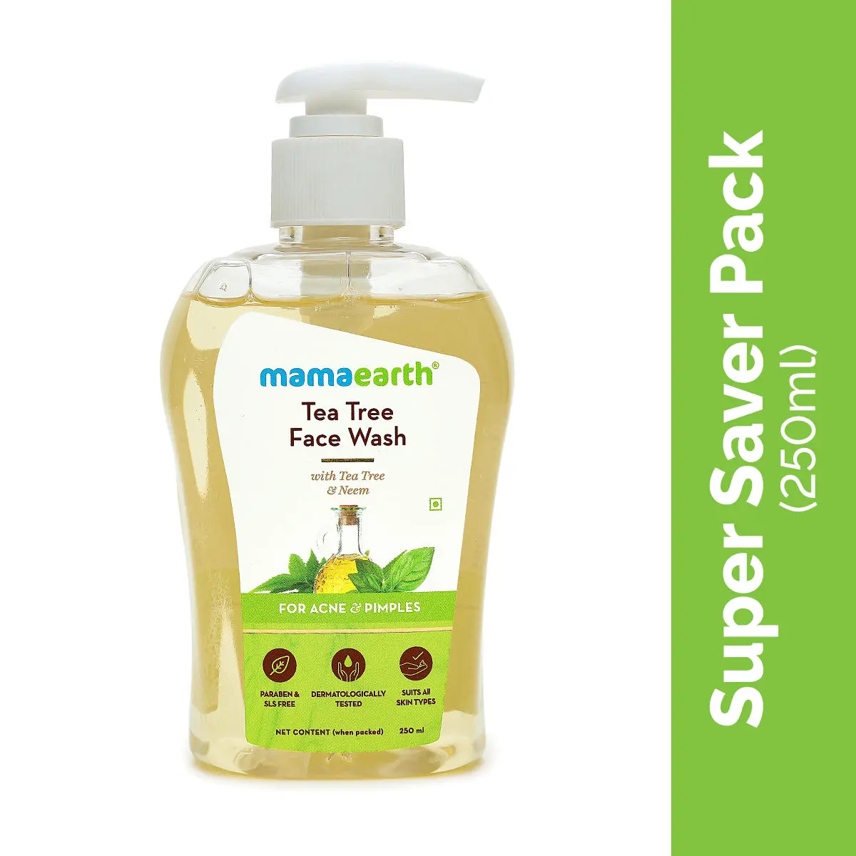 Mamaearth Tea Tree Face Wash with Neem for Acne & Pimples (250 ml)