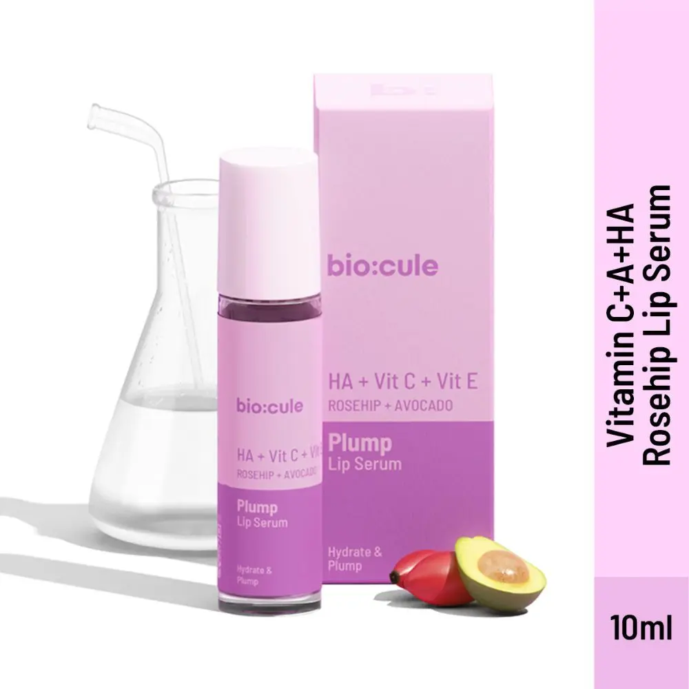 Biocule Vitamin C Rosehip Plump Lip Plumping Serum Roll-On 100% Natural 10Ml