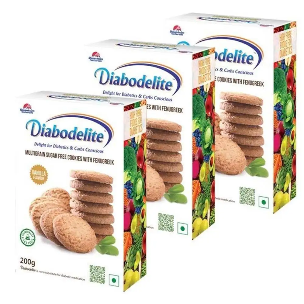 Quantum Naturals Diabodelite Cookies,  200 g  Vanilla (Pack of 3)